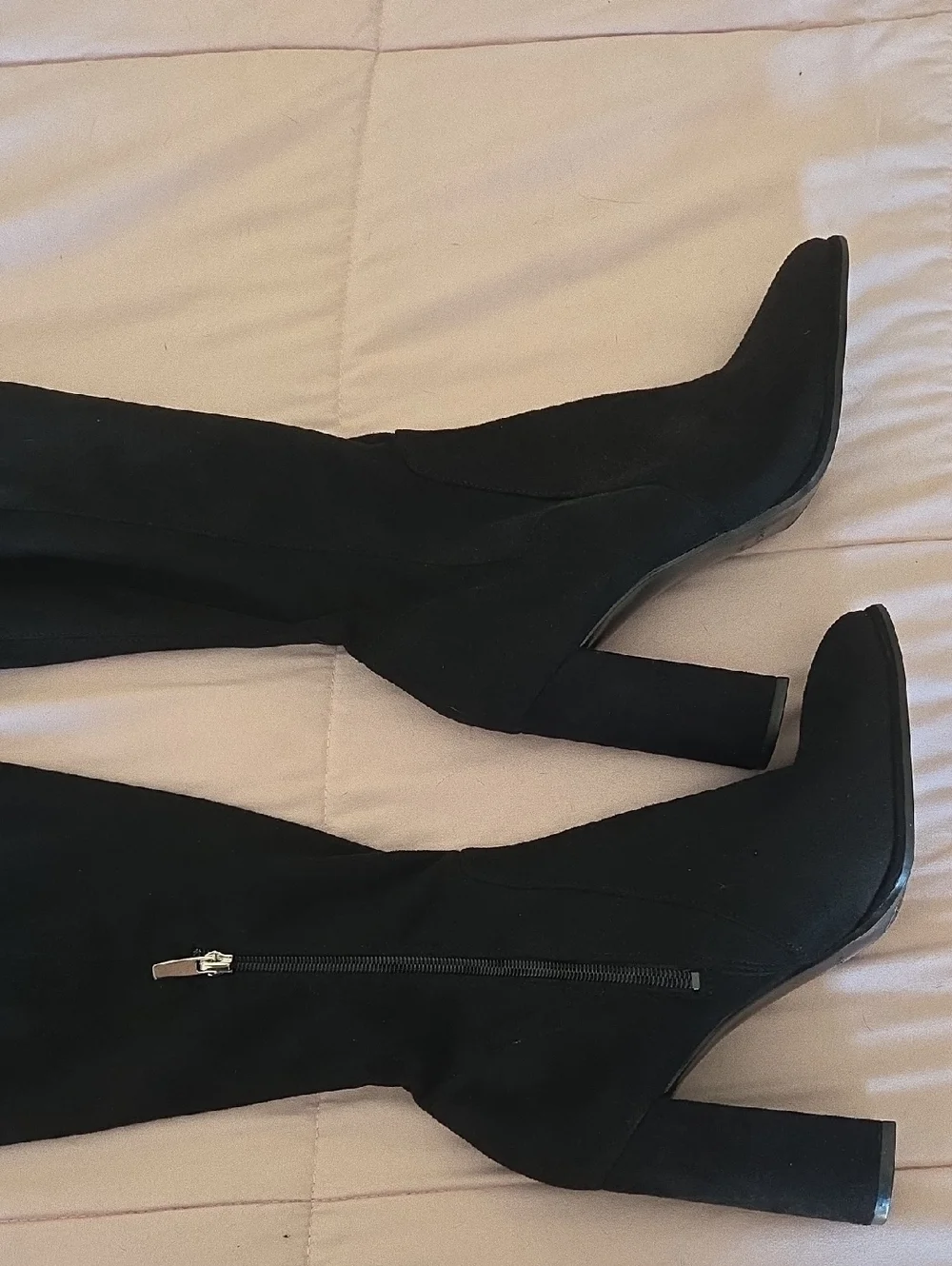 EUC!! Marc Fisher Black Faux Suede Over-the-Knee Block Heel Boots